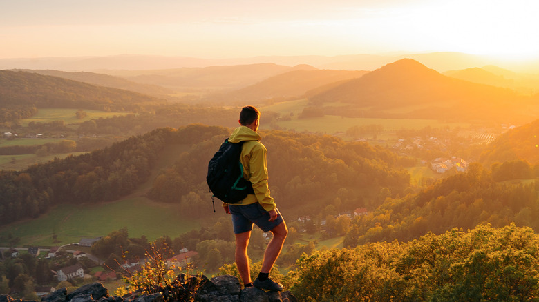 Man hiking on mountain