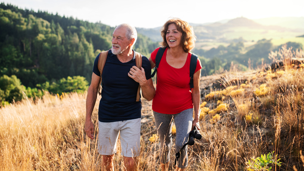older couple walking together