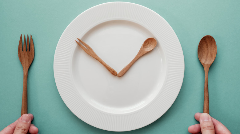 Utensils on plate 