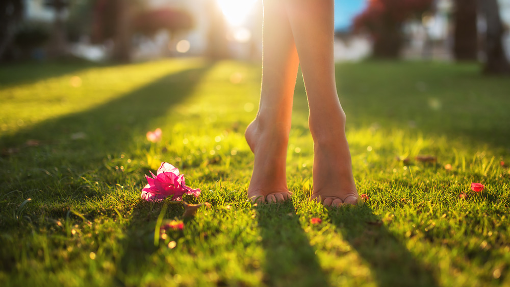 Bare feet in grass