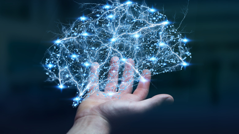 Hologram of a blue brain
