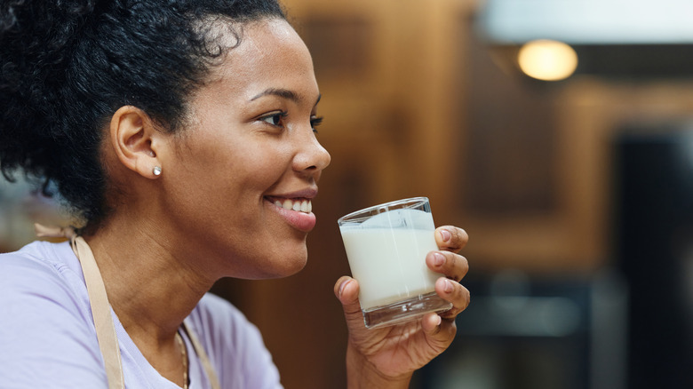 Woman drinking milk