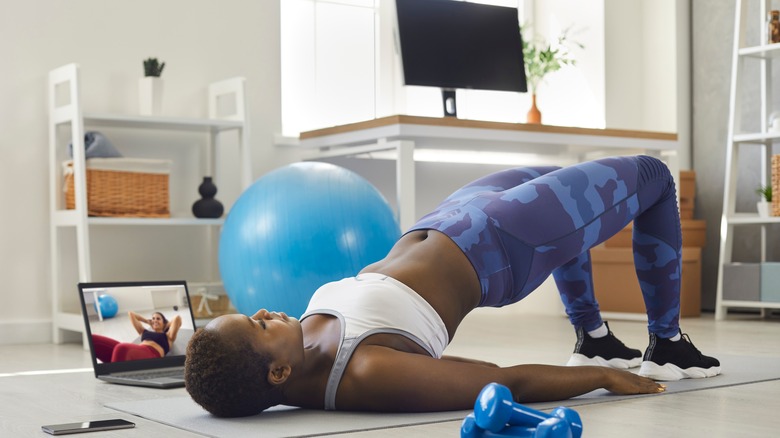 Woman doing pelvic floor exercises