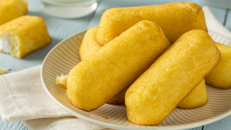 stack of Twinkies on a plate