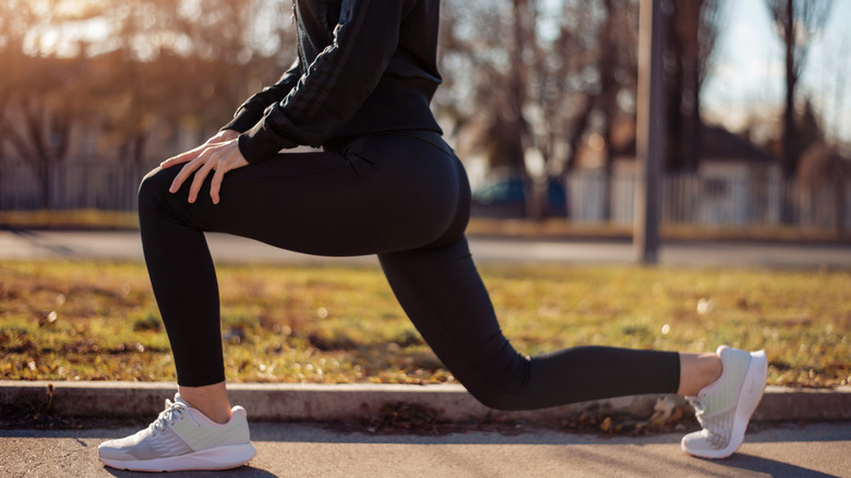 Woman lunging outside