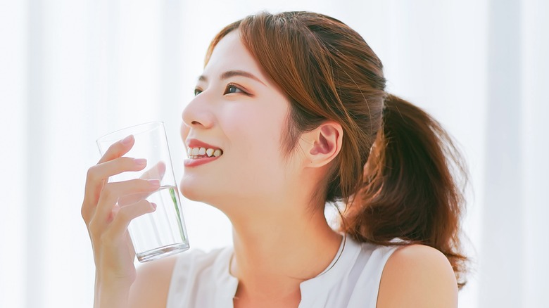 woman drinking water