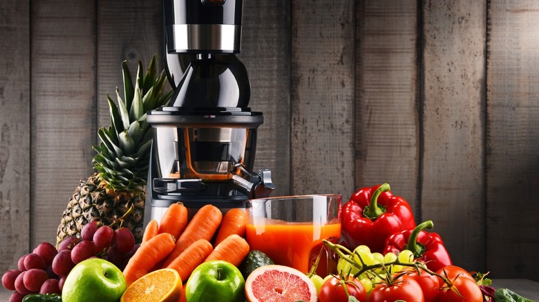 fruits and veggies with juicer