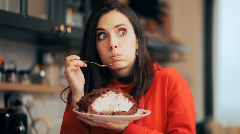 A woman snacking