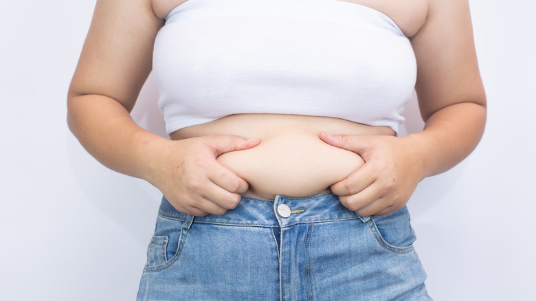 close up of pcos belly 