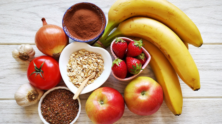 Assorted natural prebiotic foods