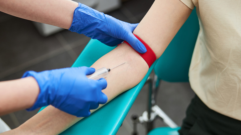 A patient having blood drawn