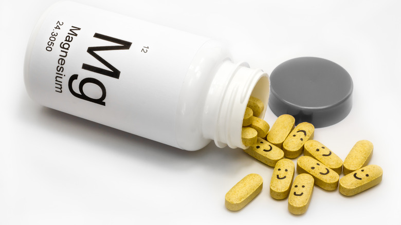 Bottle of magnesium supplements