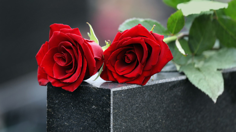 Roses on a tombstone