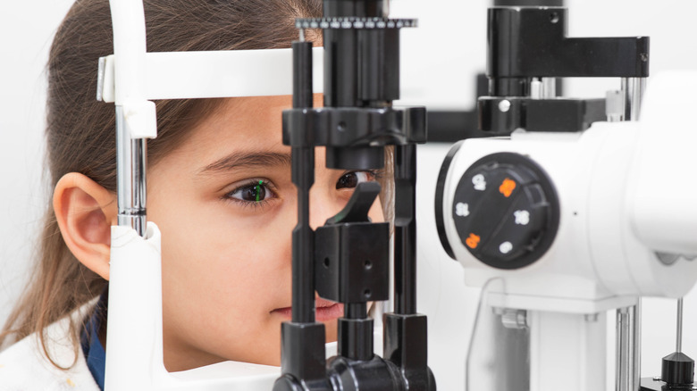 child getting eye exam