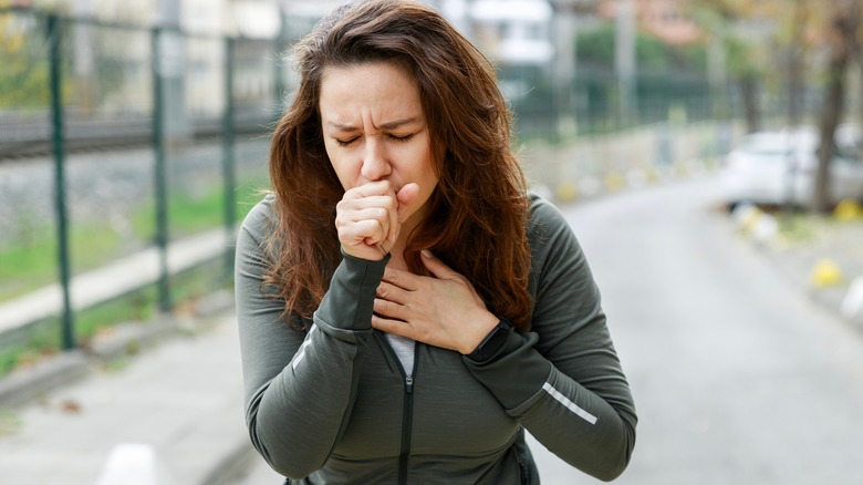 Individual coughing during exercise