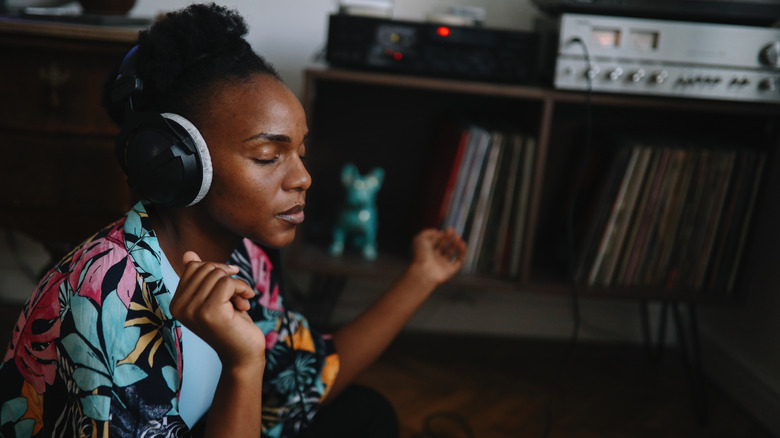 Woman listening to music