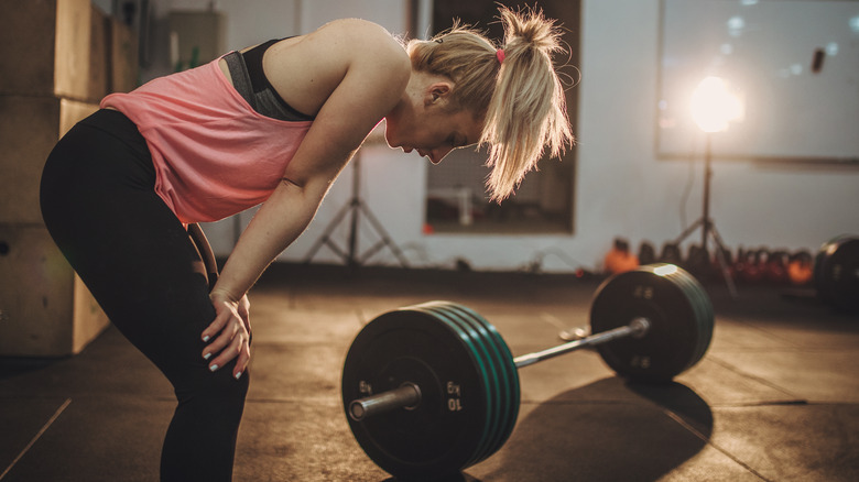 woman exhausted after a hard workout