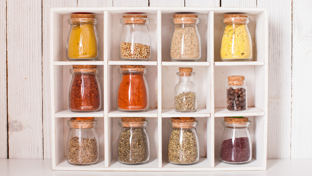 spice rack with jars