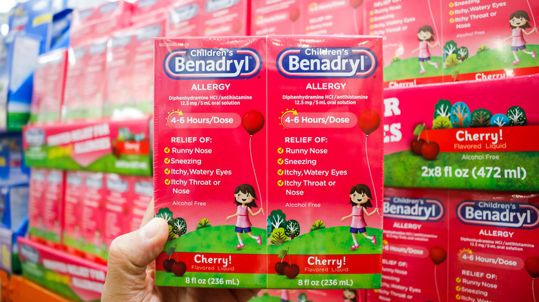 Package of children's Benadryl to treat hives