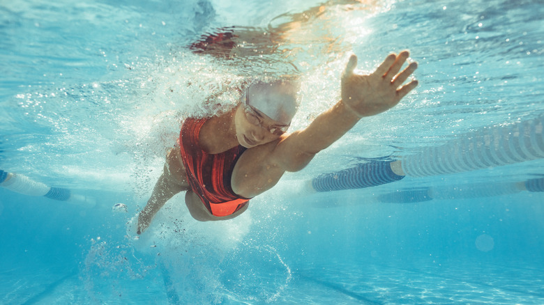 Woman swimming in a pool