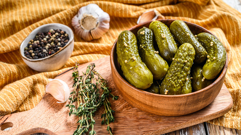 A bowl of freshly made pickles