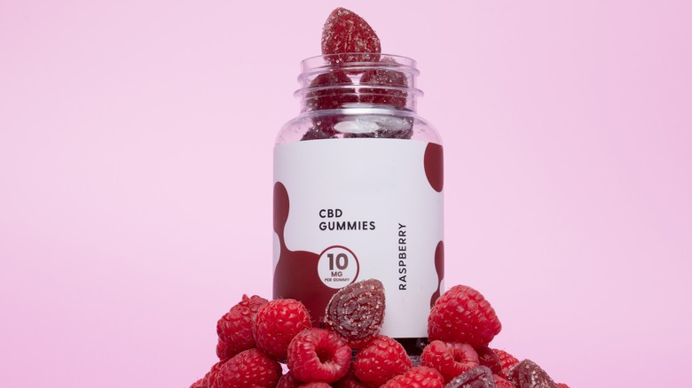 raspberries and CBD gummies