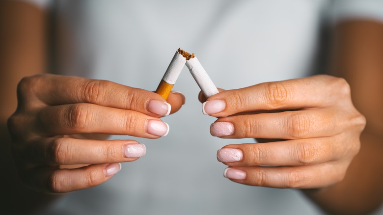 cigarette being broken