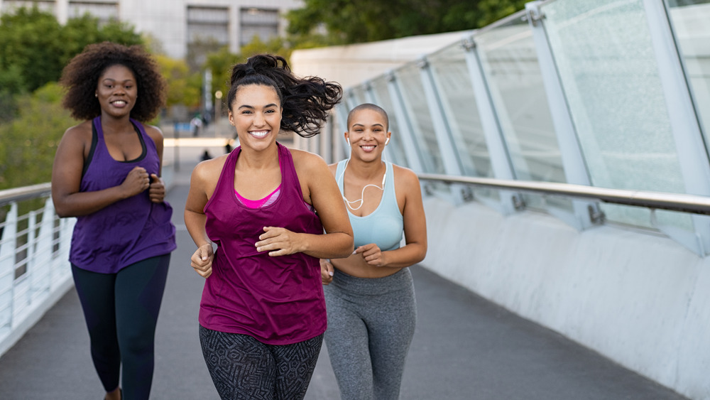 Group of friends jogging together