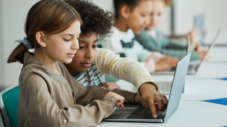 School children at computers