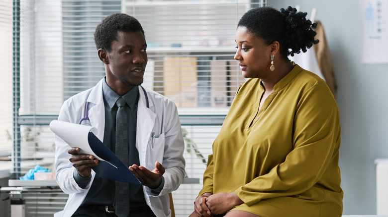 Patient focused on doctor discussion