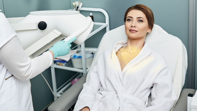 Woman getting light therapy