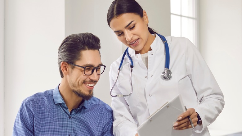 prospective donor talking to doctor