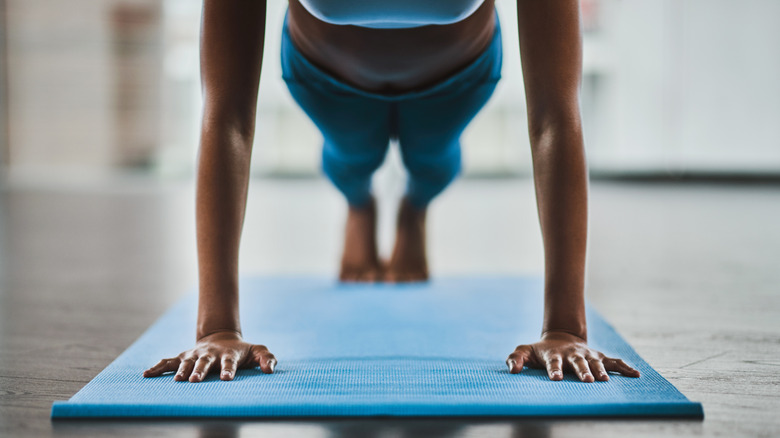 Arms and legs in plank position