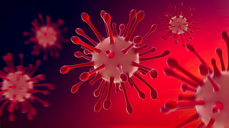 Red COVID-19 variant virus cells