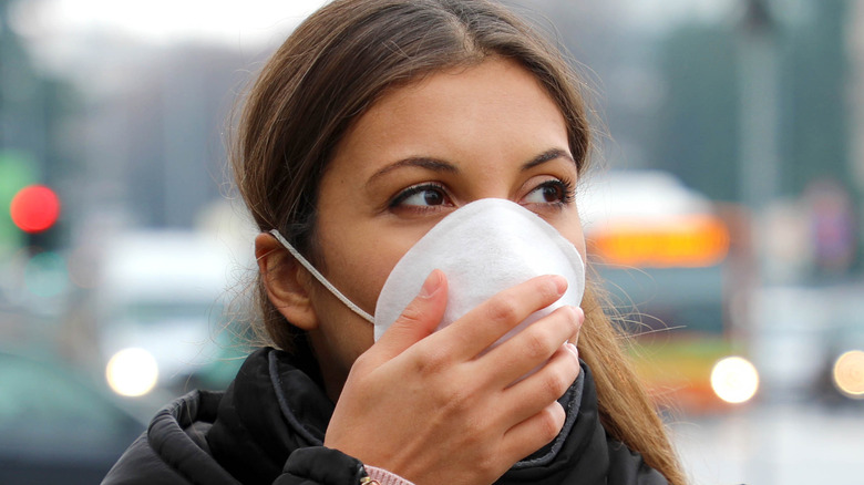 woman wearing mask