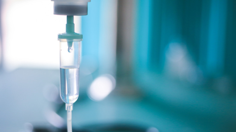 Close up of an IV drip