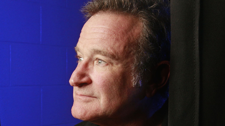 Robin Williams looking off in the distance