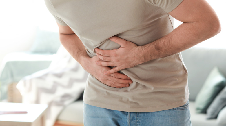 Man suffering a stomach ache