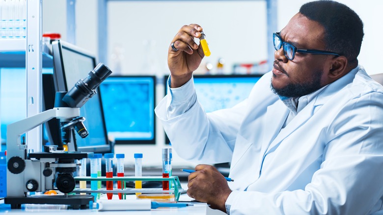 researcher working in lab