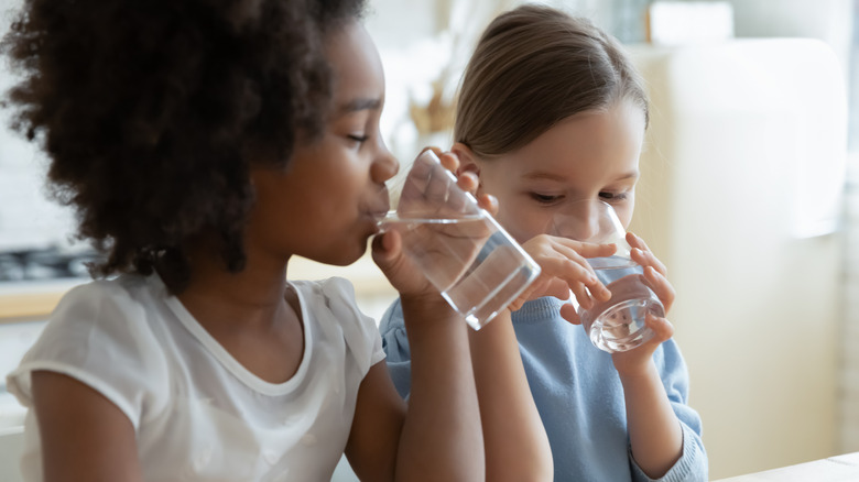 children drinking water