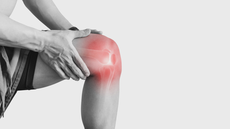 closeup of knee inflammation