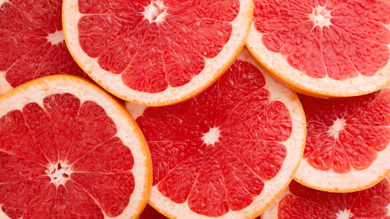 Close up of slices grapefruits