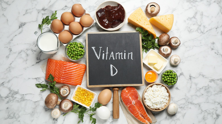 Assorted foods and vitamin D sign