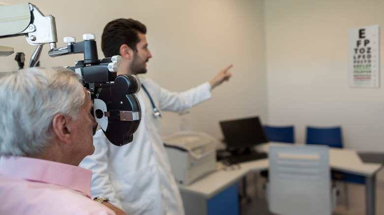 Patient undergoing eye exam