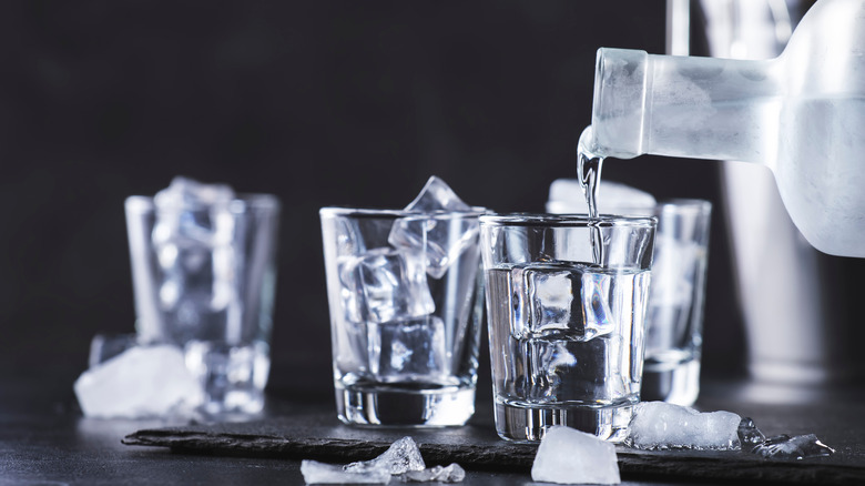 vodka shot being poured