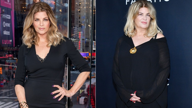 Side-by-side photos showing Kirstie Alley during and after her Jenny Craig endorsement