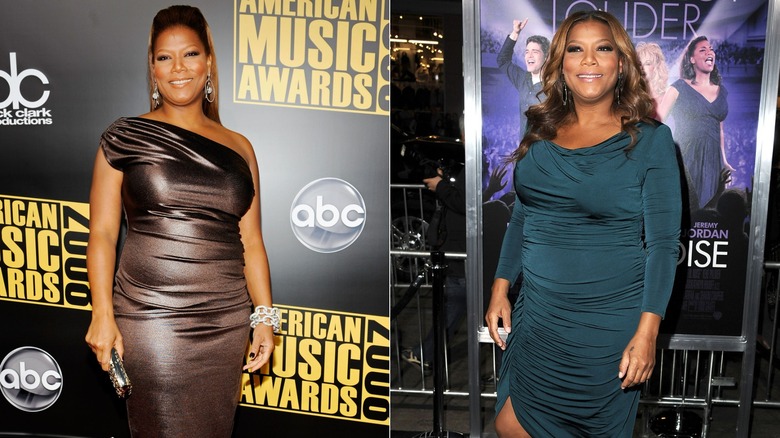 Side-by-side photos showing Queen Latifah during and after her Jenny Craig endorsement