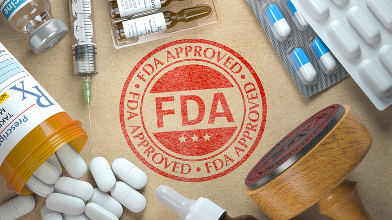 FDA stamp surrounded by medication