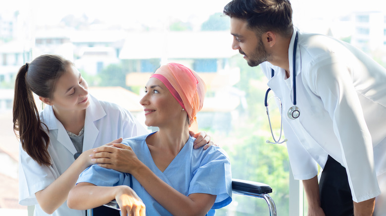 female patient with nurse and doctor