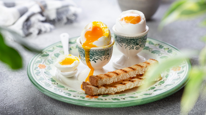 Soft-boiled eggs and toast